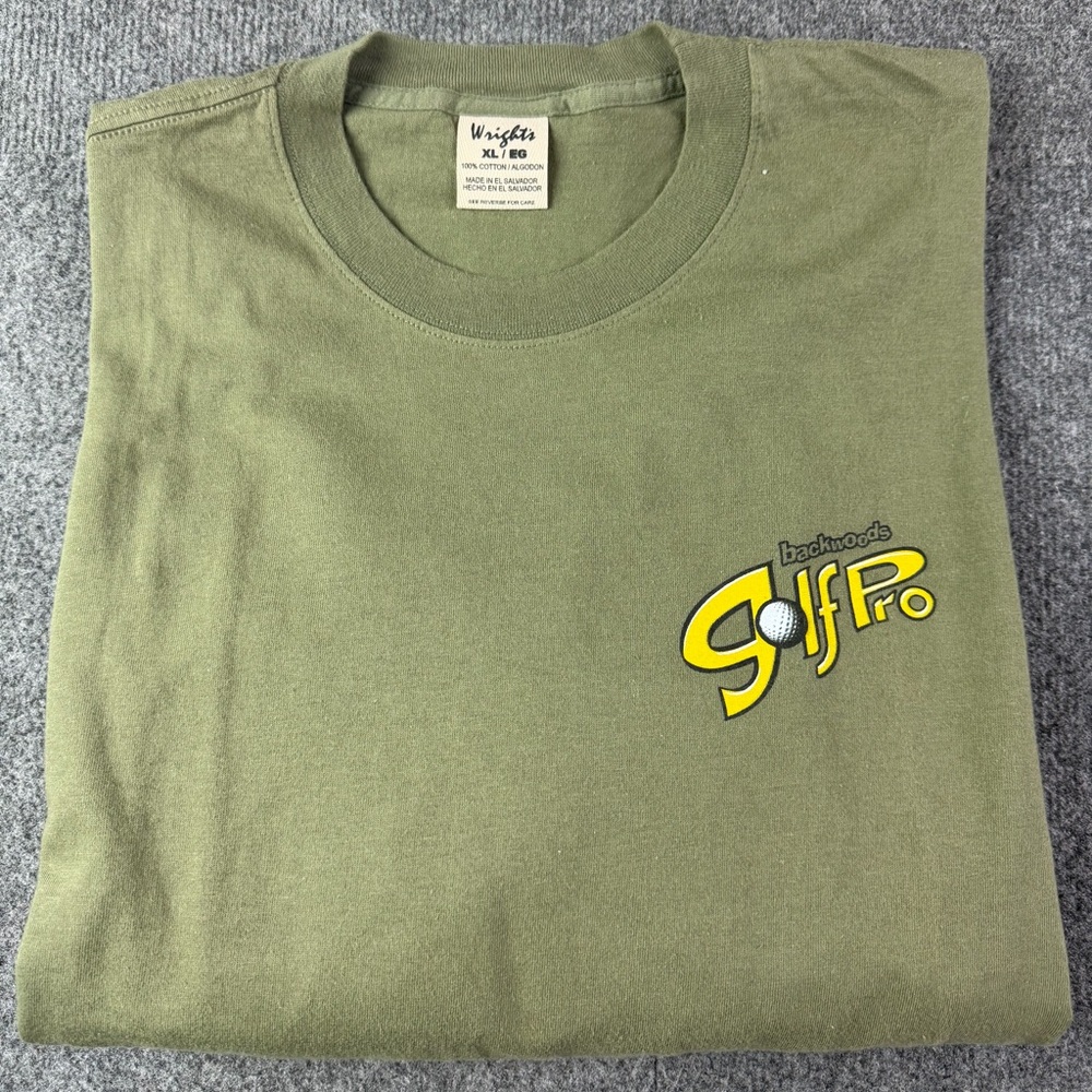 Wright’s Backwoods Golf Pro Mens 100% Cotton L/S Golf T- Shirt Size XL Green